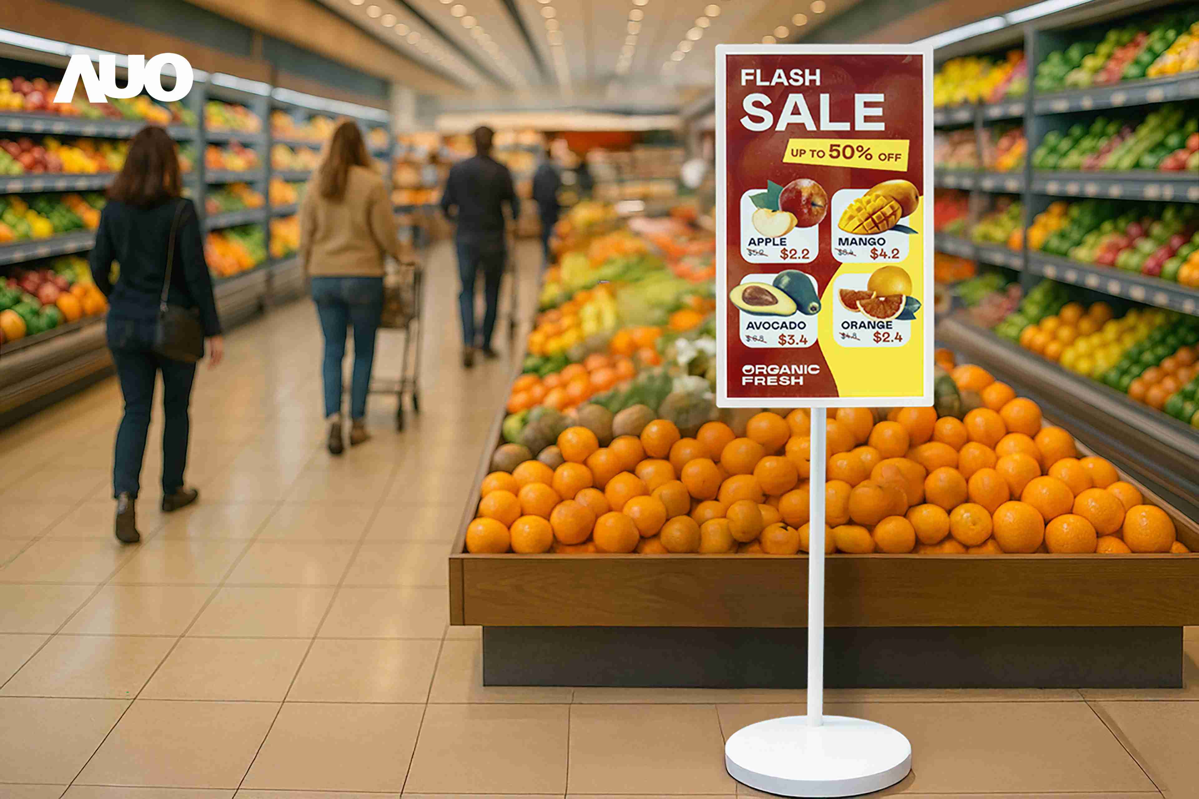 达擎首亮相低功耗、、全彩的〝aecoPost电子纸解决方案〞，，仅在更新画面时需要微量的电力驱动，，，无需布建电线的便捷设计，，，使其可灵活应用、、随意置放，，，并可透过云端或行动装置app，，，轻松管理及排程广告内容，，，，晋升店头营销利器。。。。